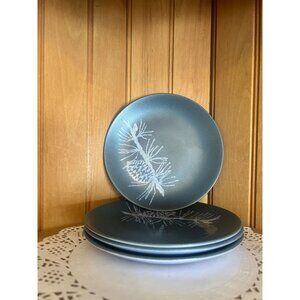 Vintage Dorothy Thorpe Pine Crown Lynn Pottery Bread Plate Set of 4 Mid Century